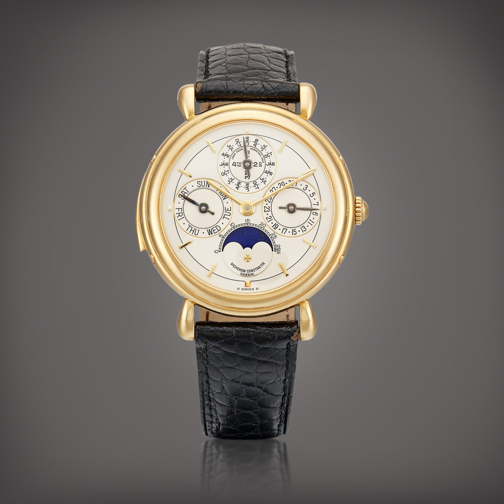 PROPERTY FROM A PROMINENT COLLECTOR  Vacheron Constantin  Patrimony Perpetual Calendar, Reference 30020 A yellow gold minute repeating perpetual calendar wristwatch with two-tone dial, moon phases and leap year indication, Circa 1994 