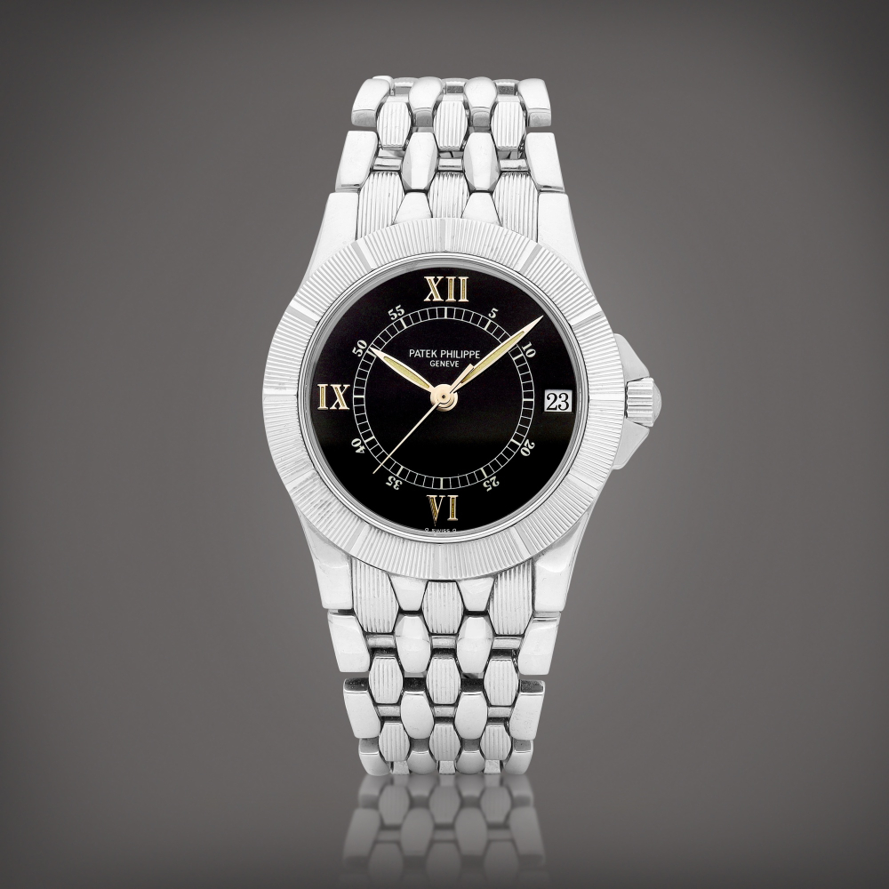 PROPERTY FROM A PROMINENT COLLECTOR  Patek Philippe  Neptune, Reference 5080 A stainless steel bracelet watch with date, Circa 1998 
