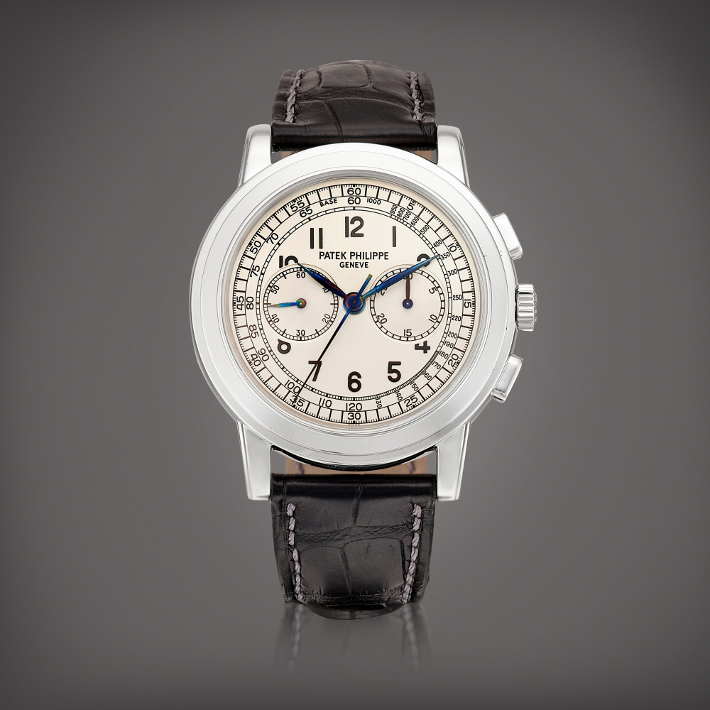 PROPERTY FROM A NOTABLE COLLECTOR  Patek Philippe  Reference 5070 A white gold chronograph wristwatch, Made in 2001 