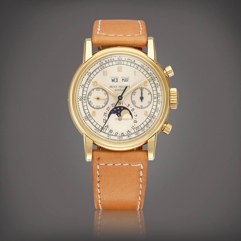 Patek Philippe  Reference 2499, 2nd Series A yellow gold perpetual calendar chronograph wristwatch with moon phases, Made in 1960 