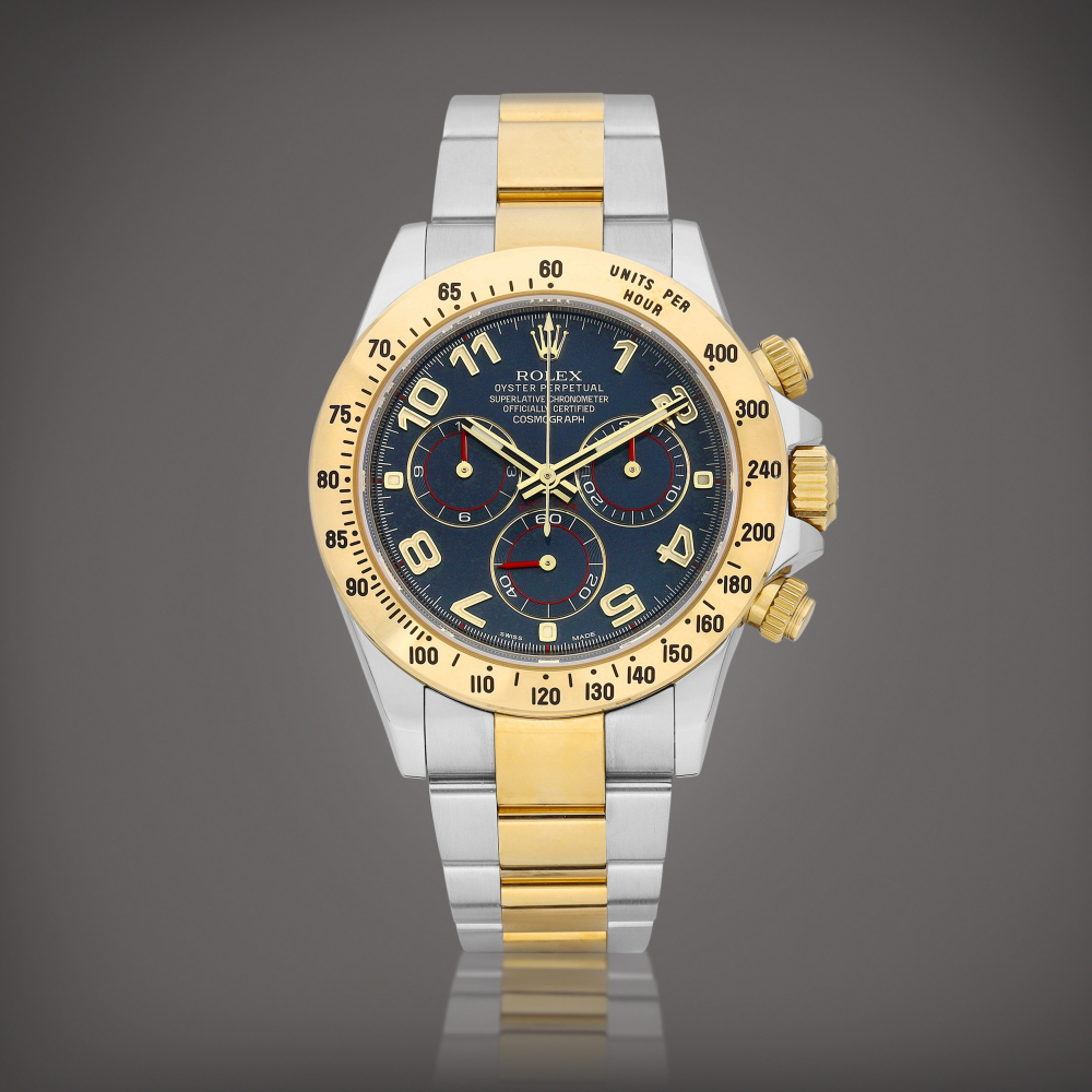 PROPERTY OF A COLLECTOR  Rolex  Cosmograph Daytona, Reference 116523 A yellow gold and stainless steel chronograph wristwatch with bracelet, Circa 2018 
