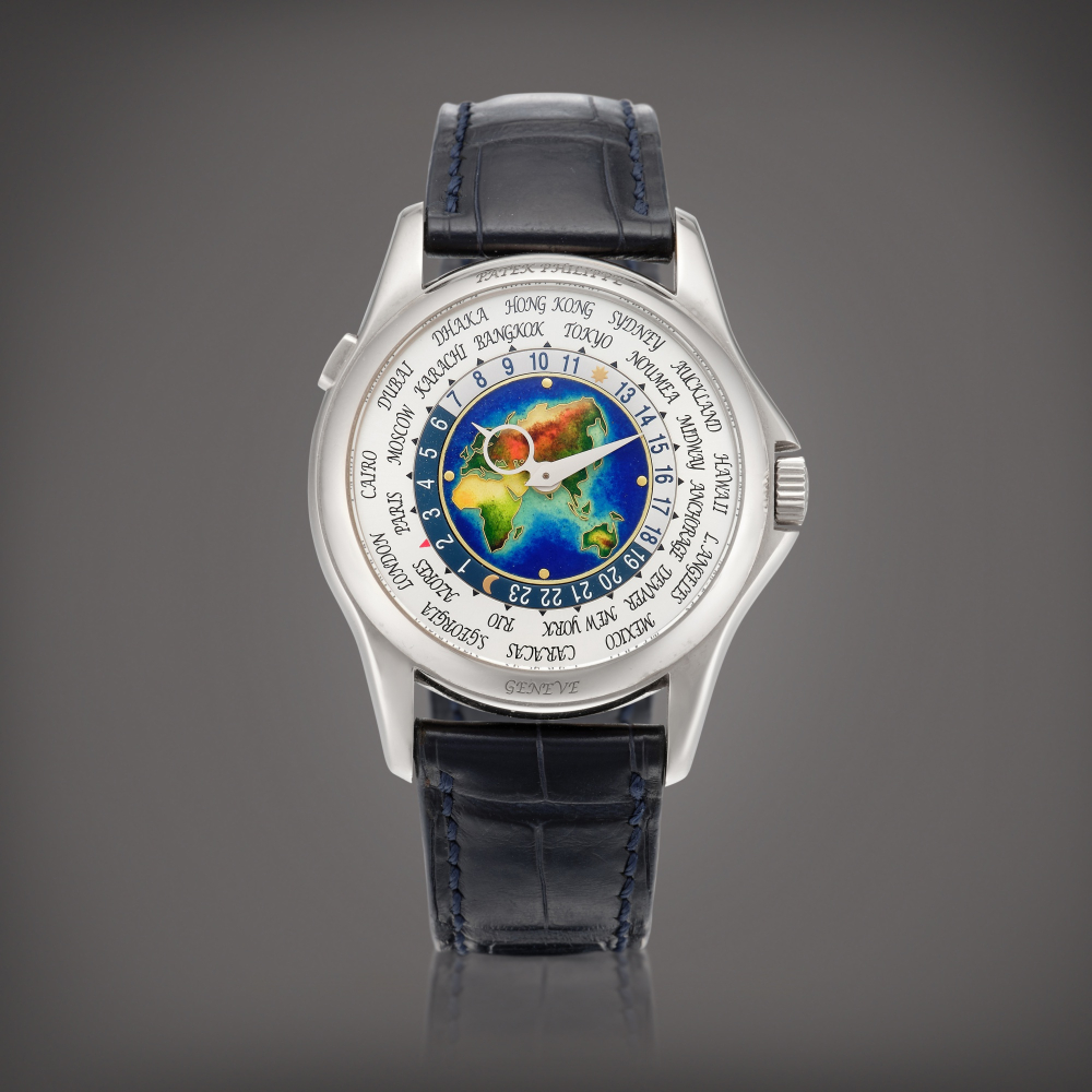PROPERTY FROM A COLLECTOR  Patek Philippe  Reference 5131 A white gold world time wristwatch with cloisonné enamel dial, Circa 2011 