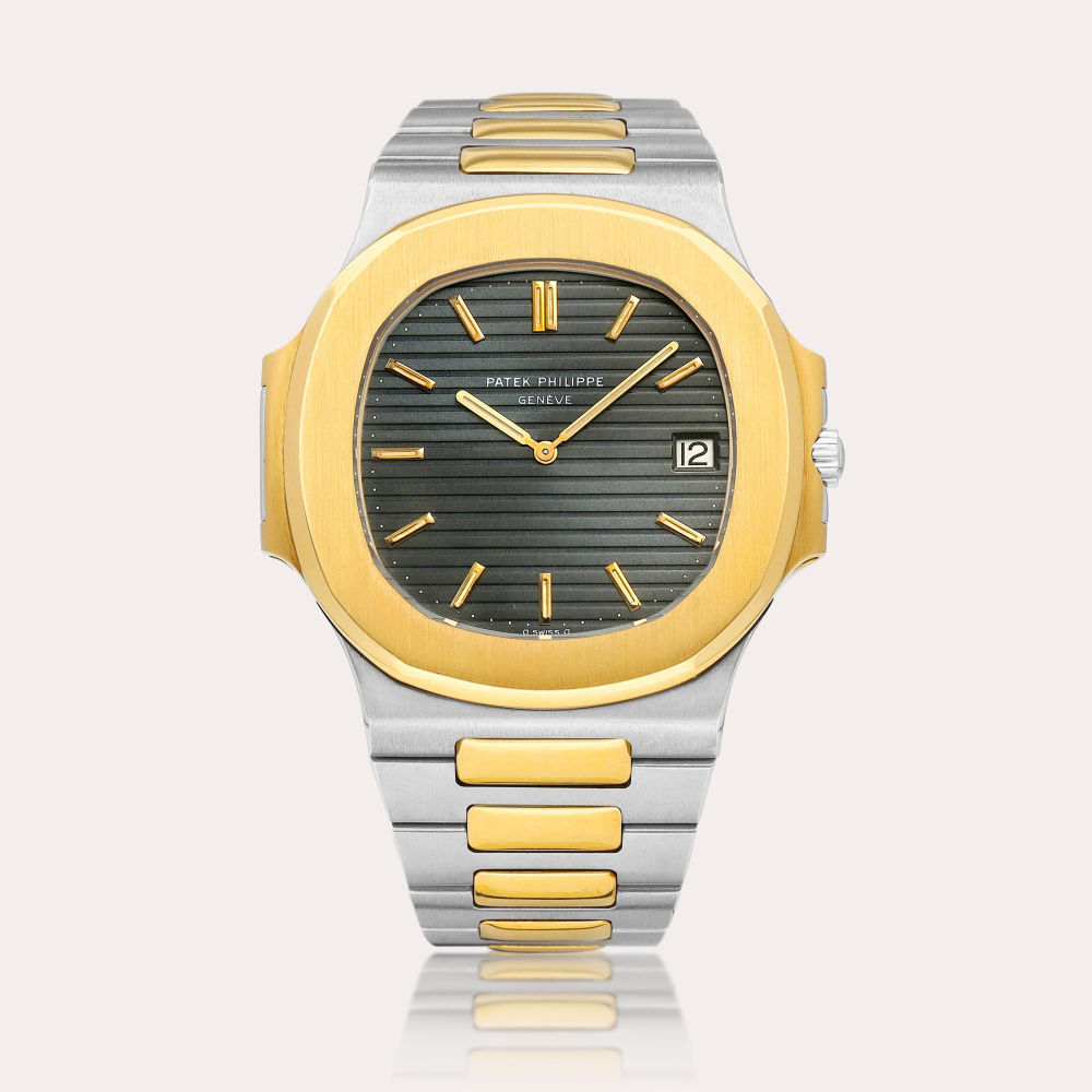 Patek Philippe Nautilus, Reference 3700 A yellow gold and stainless steel bracelet watch with date, Made in 1981 | 百達翡麗 | Nautilus 型號3700 | 黃金及精鋼鏈帶腕錶，備日期顯示，1981年製