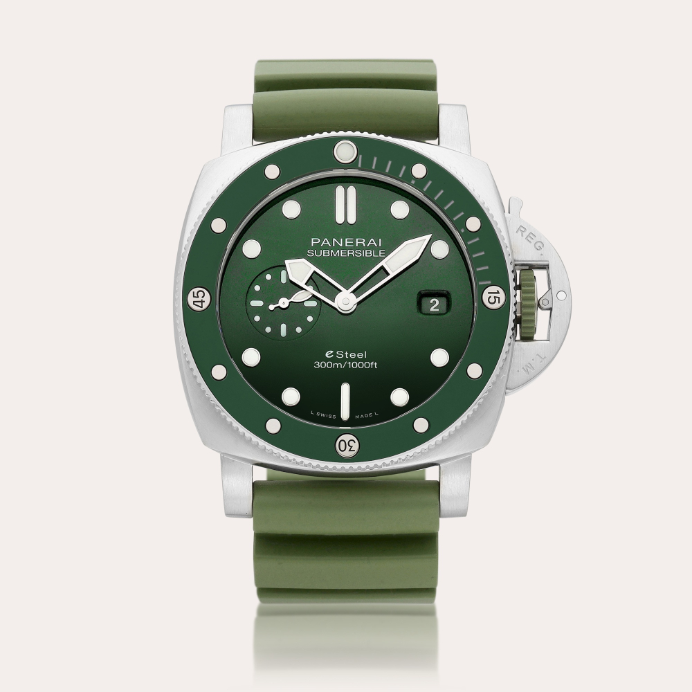 Panerai Submersible QuarantaQuattro Verde Smeraldo, Reference PAM01287 | A stainless steel wristwatch with date, Circa 2022 | 沛納海 | Submersible QuarantaQuattro Verde Smeraldo 型號PAM01287 | 精鋼腕錶，