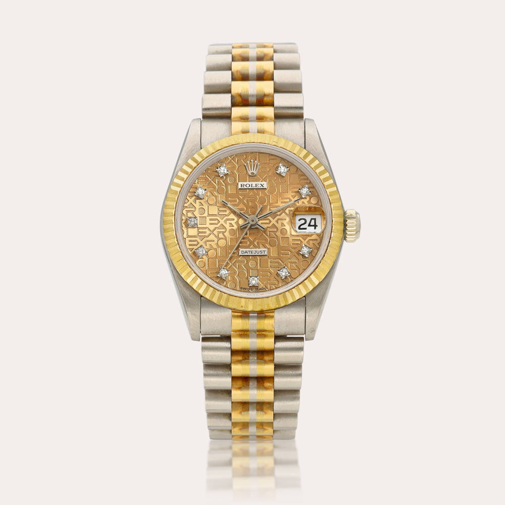 Rolex Tridor DateJust, Reference 68279B | A three-colour gold and diamond-set wristwatch with date and bracelet, Circa 1989 | 勞力士 | Tridor DateJust 型號 68279B | 三色金鑲鑽石鏈帶腕錶，備日期顯示，約1989年製