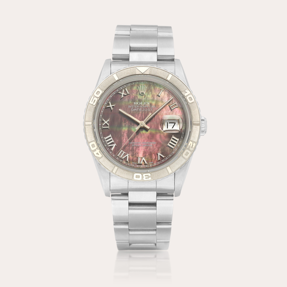 Rolex DateJust Turn-o-Graph, Reference 16264 | A stainless steel wristwatch with date, mother-of-pearl dial and bracelet, Circa 1998 | 勞力士 | DateJust Turn-o-Graph 型號16264 | 精鋼鏈帶腕錶，備日期顯示及珠母貝錶盤，約1998年製