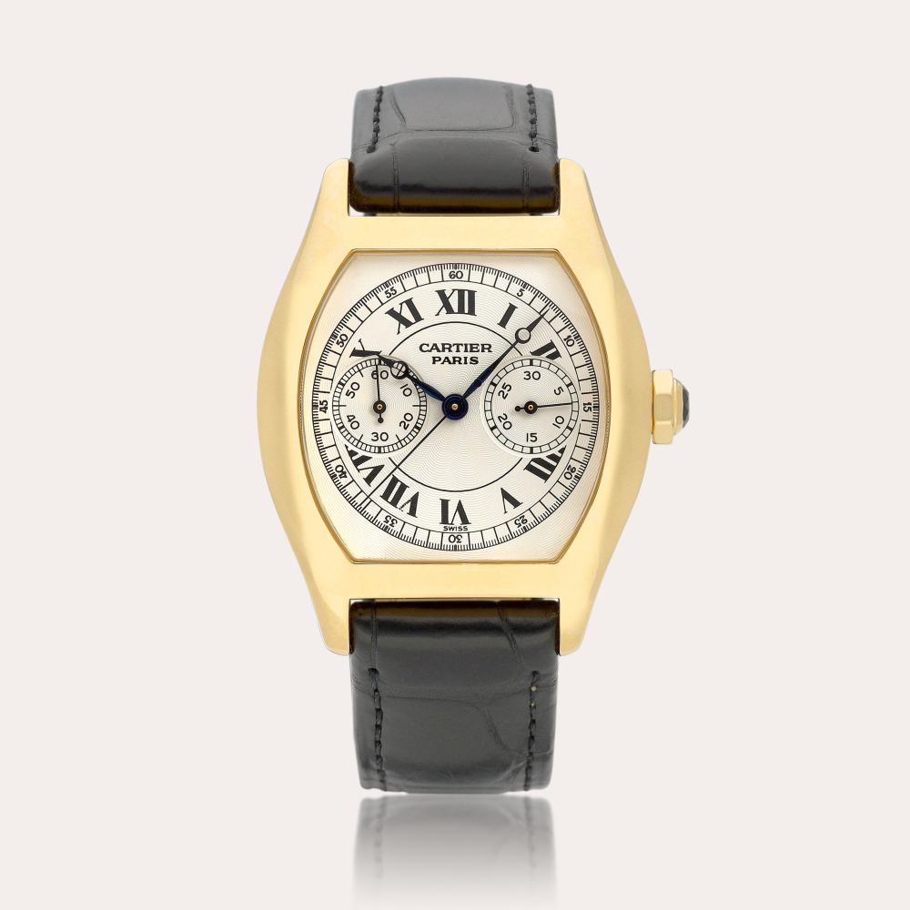 Cartier Tortue Monopoussoir 'CPCP', Reference 2356 | A yellow gold single-button chronograph wristwatch, Circa 2005 | 卡地亞 | Tortue Monopoussoir 'CPCP' 型號2356 | 黃金單按鈕計時腕錶，約2005年製