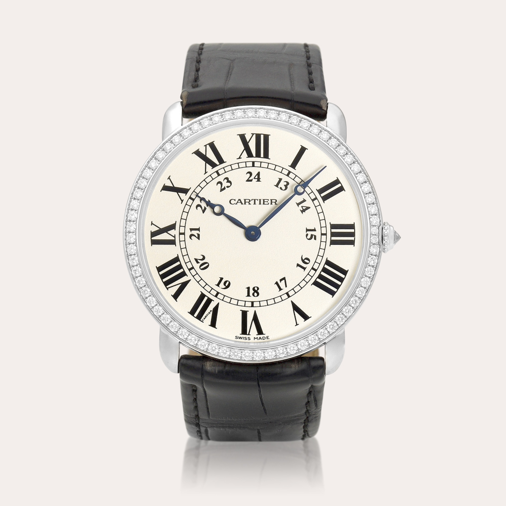 Cartier Ronde Louis Reference WR000551 | A white gold and diamond-set wristwatch, Circa 2008 | 卡地亞 | Ronde Louis 型號WR000551 | 白金鑲鑽石腕錶，約2008年製