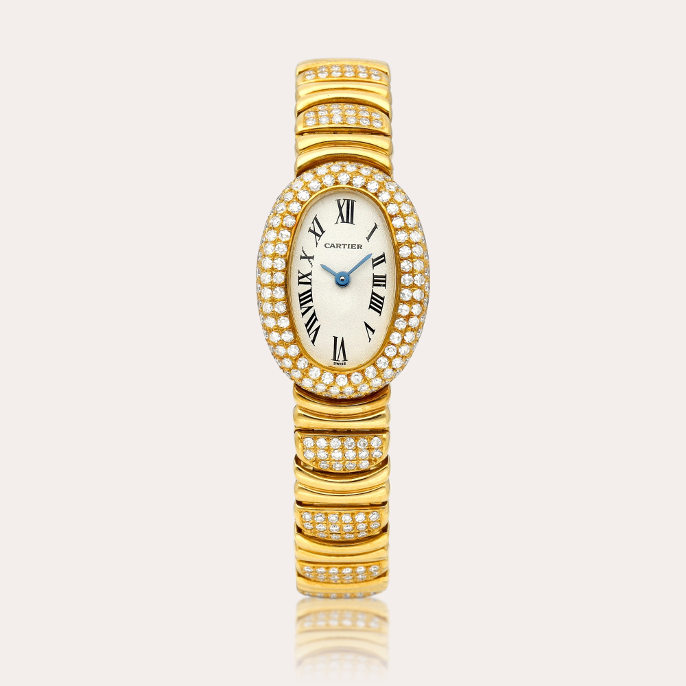 Cartier Baignoire Joaillerie, Reference 1960 | A yellow gold and diamond-set bracelet watch, Circa 2000 | 卡地亞 | Baignoire Joaillerie 型號1960 | 黃金鑲鑽石鏈帶腕錶，約2000年製