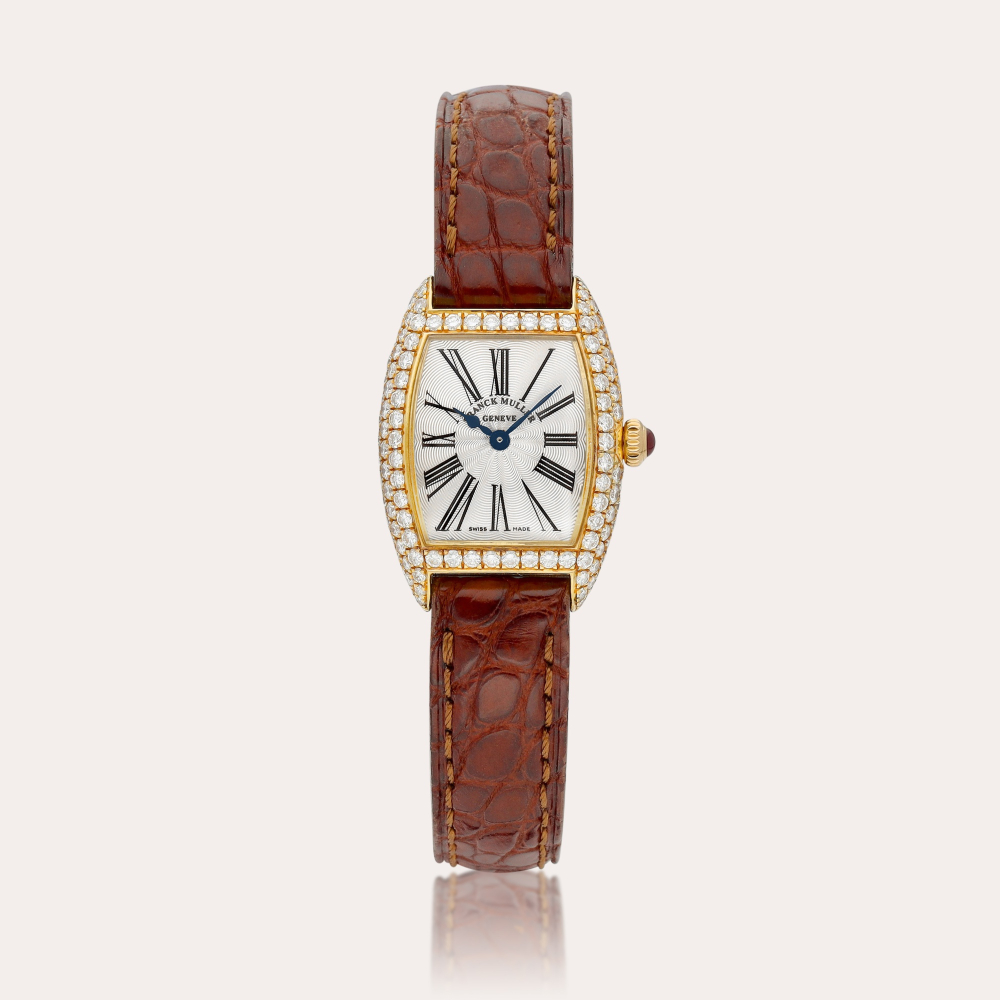 Franck Muller Mini Cintrée Curvex, Reference 2500 MC D | A yellow gold and diamond-set wristwatch, Circa 1998 | Mini Cintrée Curvex 型號2500 MC D | 黃金鑲鑽石腕錶, 約2000年製