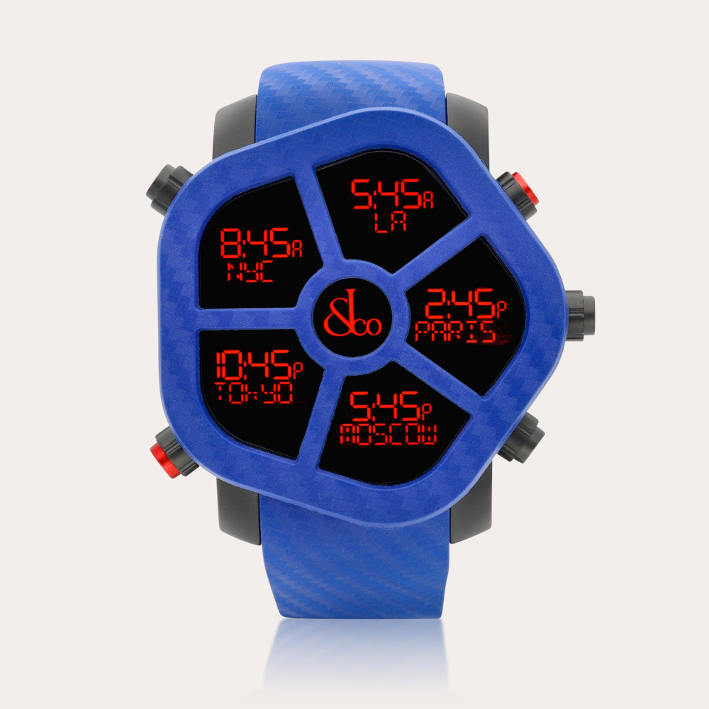Jacob Co. Ghost, Reference 330.100.1 | A PVD-coated stainless steel and carbon fibre multi-functional five time zone digital wristwatch, Circa 2011 | Ghost 型號330.100.1 | PVD塗層處理精鋼及碳纖維多功能五地時