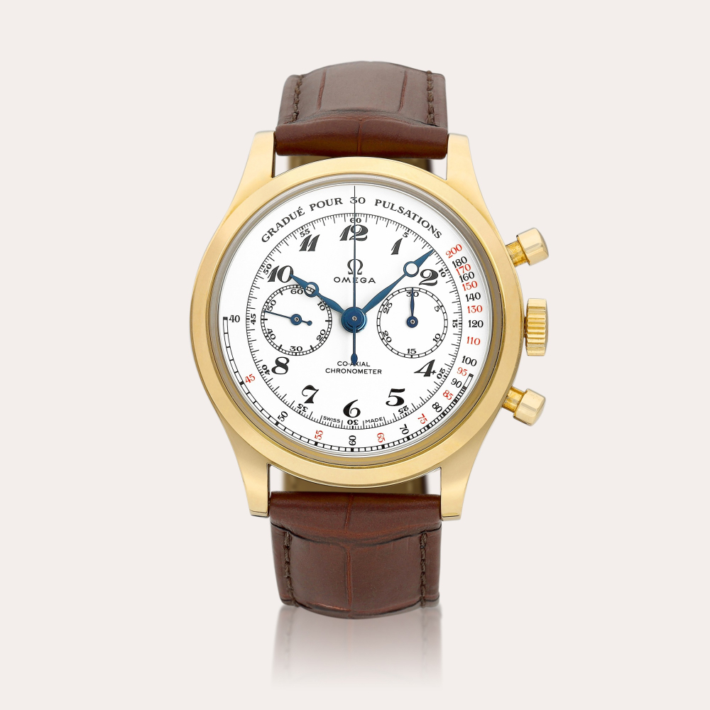 Omega Museum Collection “MD’s Watch”, Reference 516.53.39.50.09.001 | A limited edition pink gold chronograph wristwatch with pulsation and enamel dial, Circa 2024 | 歐米茄 | Museum Collection “MD’s Watch” 型