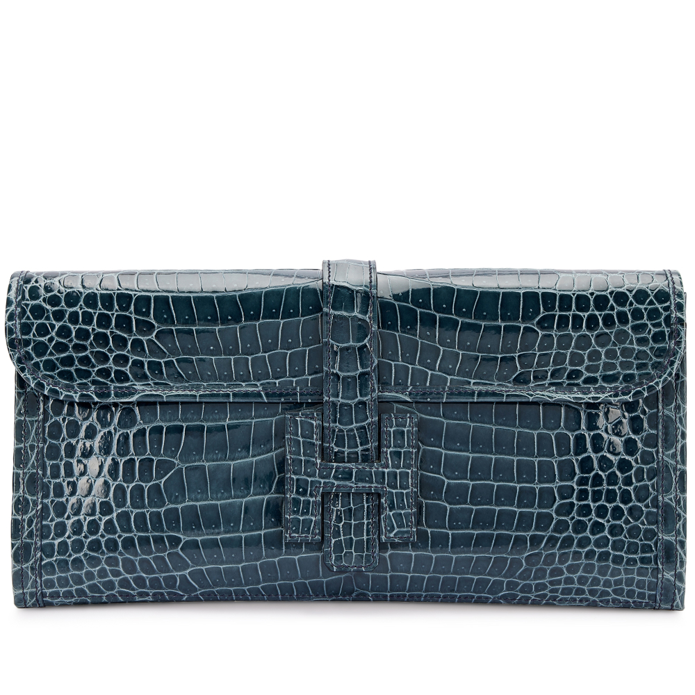 Hermès Bleu Tempete Shiny Porosus Crocodile Jige Elan, 2020