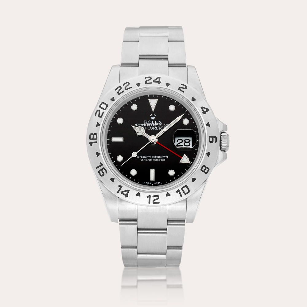Rolex Explorer II, Reference 16570 | A stainless steel wristwatch with date, 24 hour indication and bracelet, Circa 2005 | 勞力士 | Explorer II, 型號16570 | 精鋼鏈帶腕錶，備日期及24小時顯示，約2005年製
