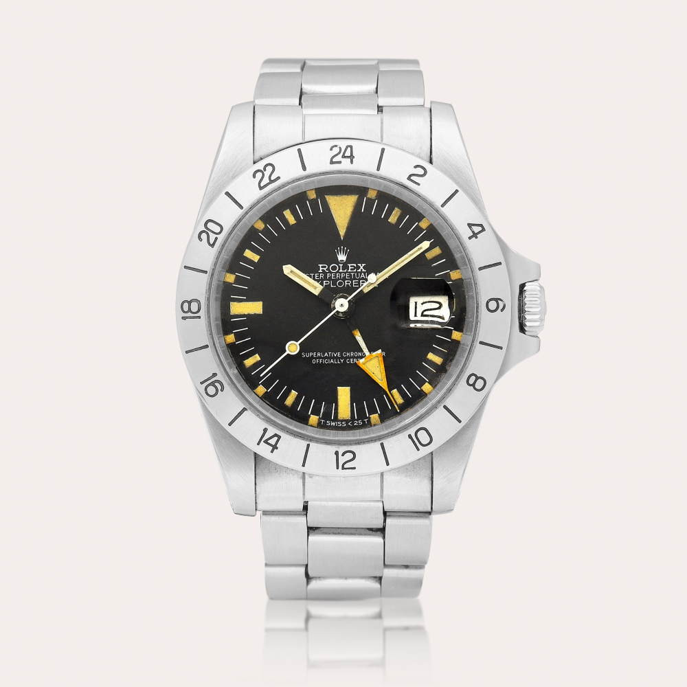 Rolex Explorer II, Reference 1655 | A stainless steel wristwatch with date, 24 hour indication and bracelet, Circa 1973 | 勞力士 | Explorer II 型號1655 | 精鋼鏈帶腕錶，備日期及24小時顯示，約1973年製
