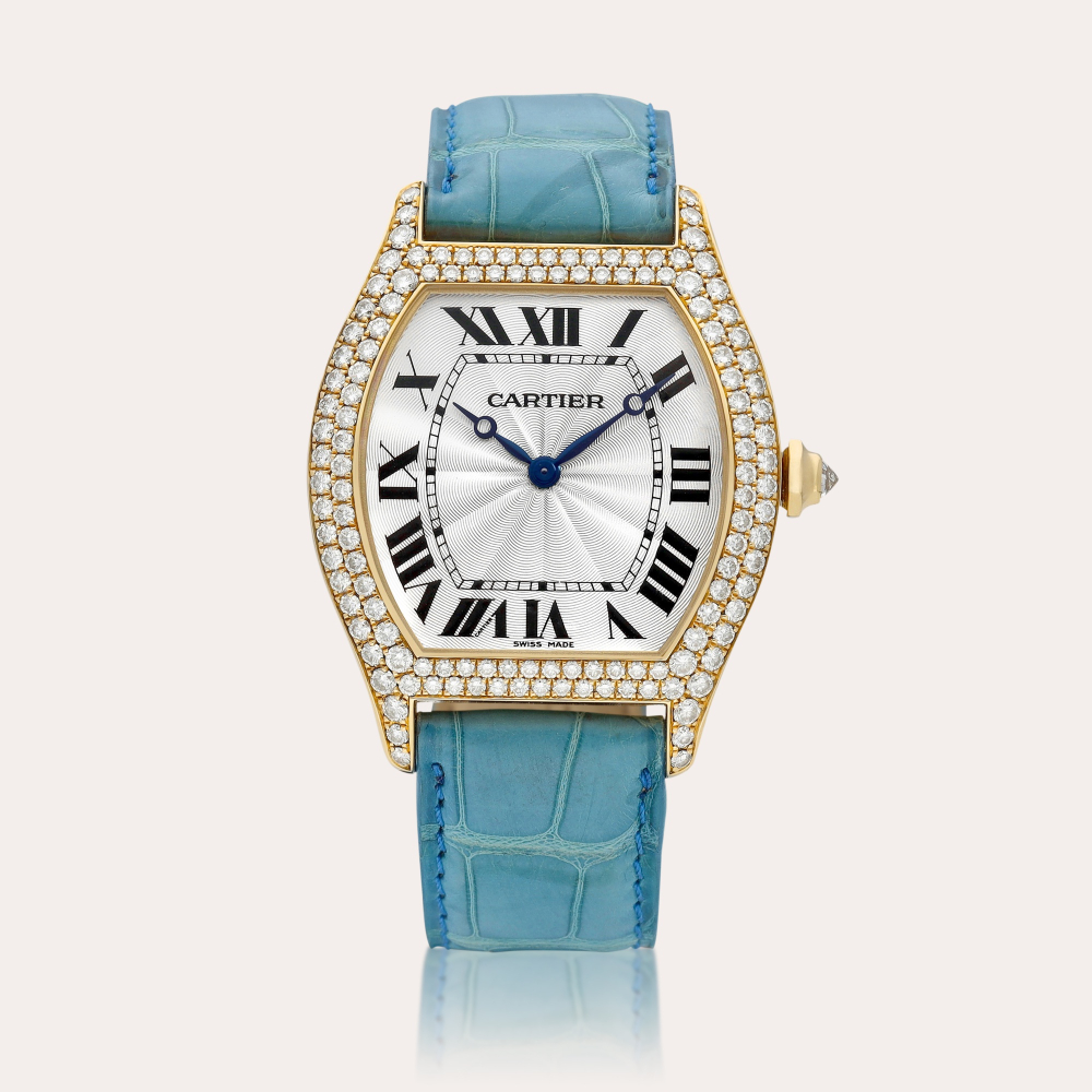 Cartier Tortue, Reference 2496 | A yellow gold and diamond-set wristwatch, Circa 1999 | 卡地亞 | Tortue 型號2496 | 黃金鑲鑽石腕錶，約1999年製