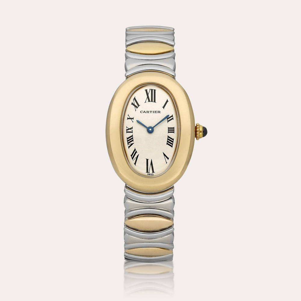 Cartier Baignoire, Reference 1950 1 | A yellow gold and stainless steel bracelet watch, Circa 1993 | 卡地亞 | Baignoire 型號 1950 1 | 黃金及精鋼鏈帶腕錶，約1993年製