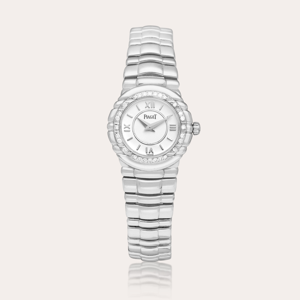 Piaget Tanagra, Reference 16073 | A white gold and diamond-set bracelet watch, Circa 1995 | 伯爵 | Tanagra 型號16073 | 白金鑲鑽石鏈帶腕錶，約1995年製
