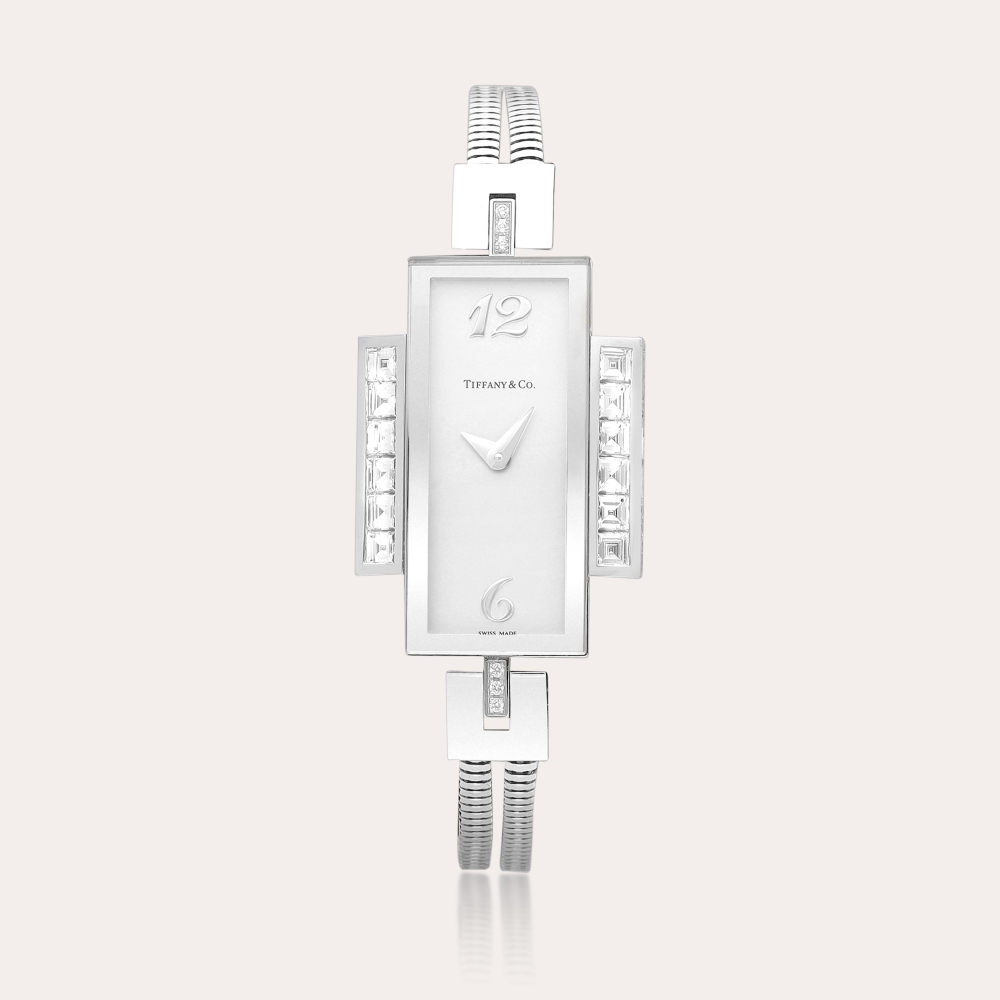 Tiffany Co. A white gold and diamond-set bracelet watch, Circa 2015 | 白金鑲鑽石鏈帶腕錶，約2015年製