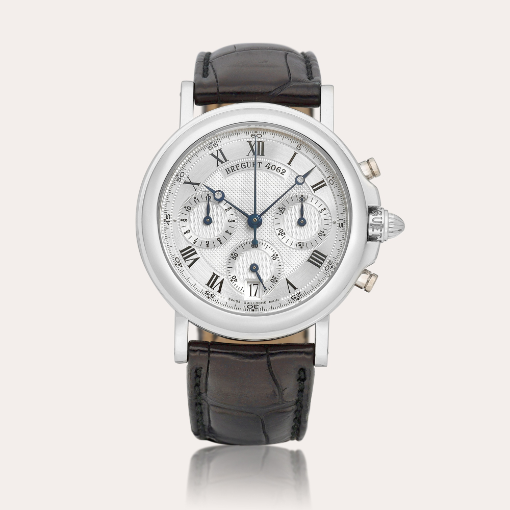 Breguet Horloger De La Marine, Reference 3460 | A platinum chronograph wristwatch with date, Circa 2004 | 寶璣 | Horloger De La Marine 型號3460 | 鉑金計時腕錶，備日期顯示，約2004年製