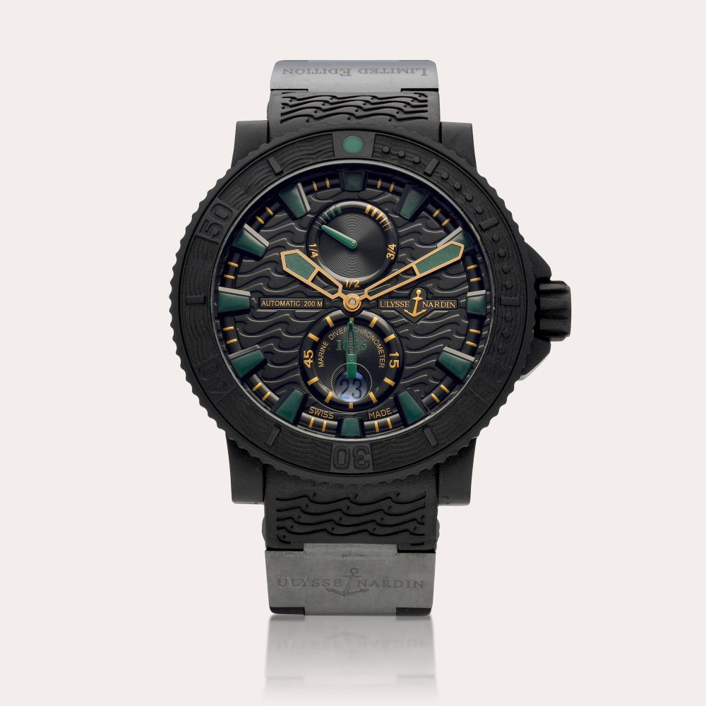 Ulysse Nardin Marine Diver Black Sea, Reference 263-92 | A limited edition black rubber-coated stainless steel wristwatch with date and power reserve indication, Circa 2015 | 雅典 | Marine Diver Black Sea 型號263-92 | 