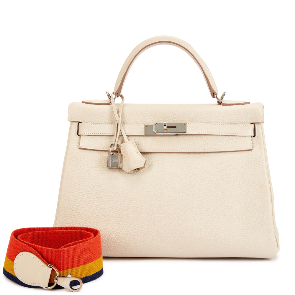 Hermès Craie Togo Kelly 32 Retourné Palladium Hardware, 2015