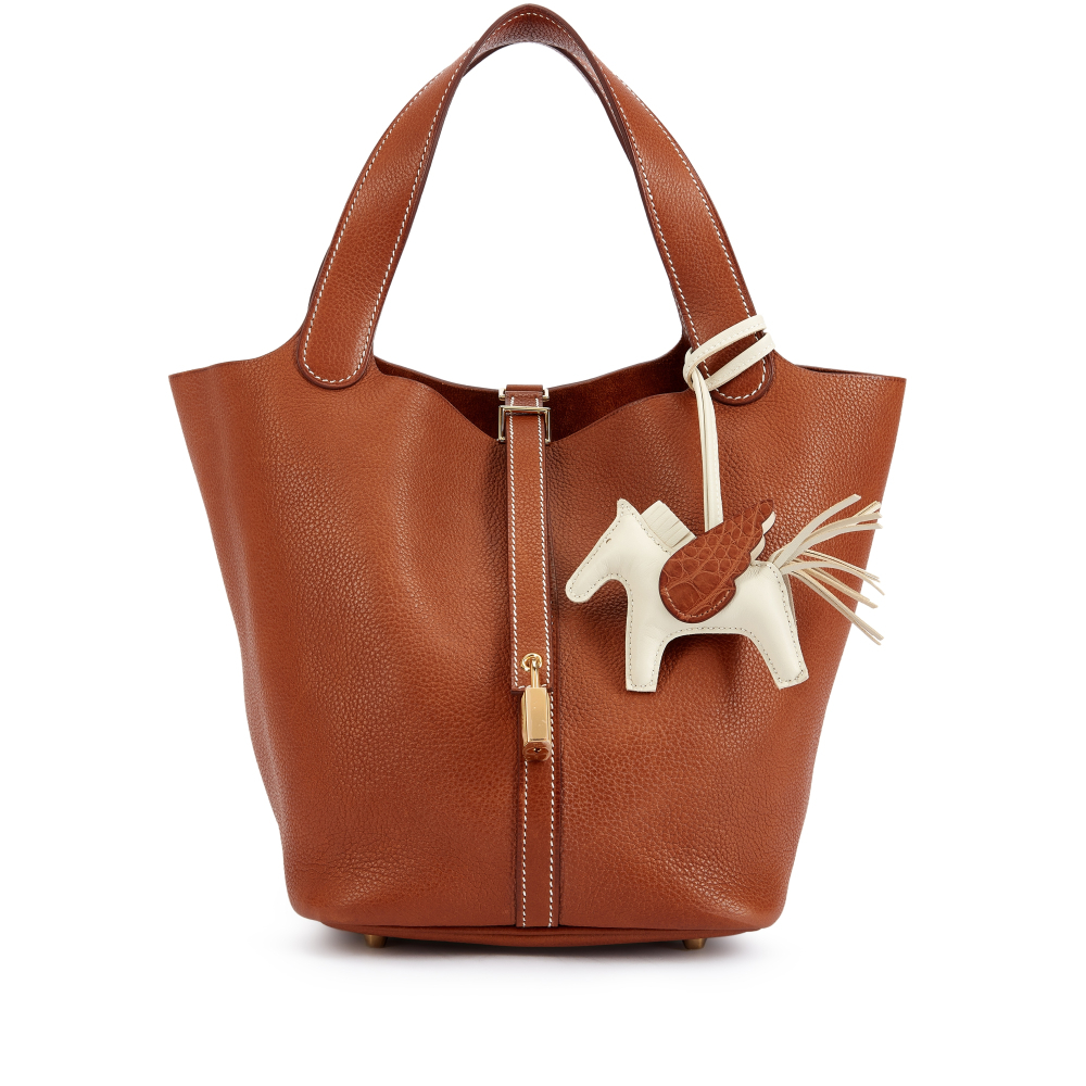 Hermès Set of Two Fauve Barenia Faubourg Picotin Lock 22 Gold Hardware, 2024 and Touch Rodeo Pegase PM Charm, 2024