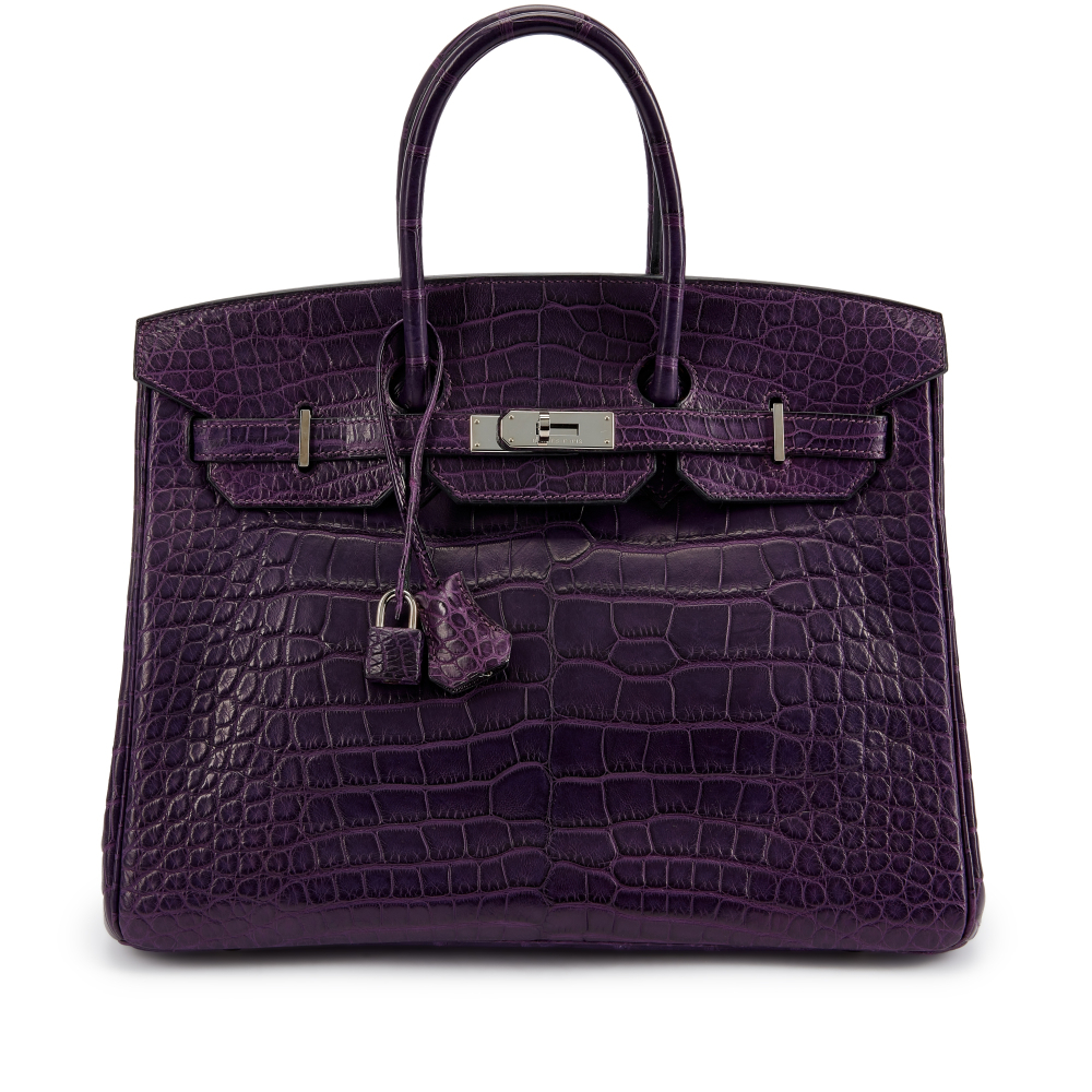Hermès Amethyst Matte Mississippiensis Alligator Birkin 35 Palladium Hardware, 2009