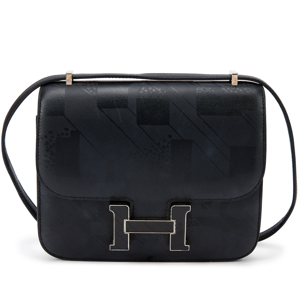 Hermès Limited Edition Black Sombrero On A Summer Night Mini Constance 18 Black Enameled Palladium Hardware, 2017