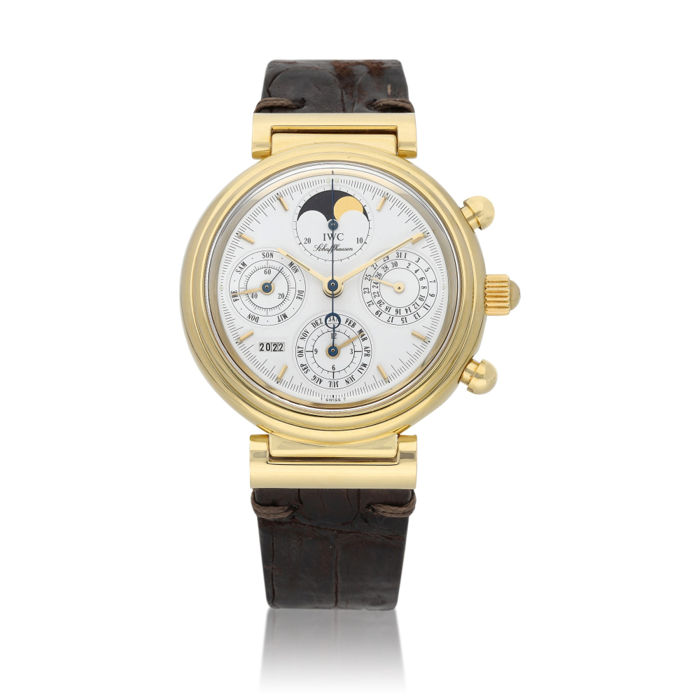 IWC Da Vinci, Ref. 3750 Yellow gold perpetual calendar and chronograph wristwatch Circa 1990