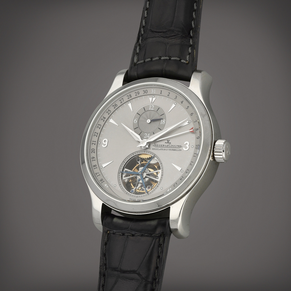 Jaeger-LeCoultre Master Tourbillon, Reference 1656450 | A limited edition platinum dual time one minute tourbillon wristwatch with date | Circa 2010