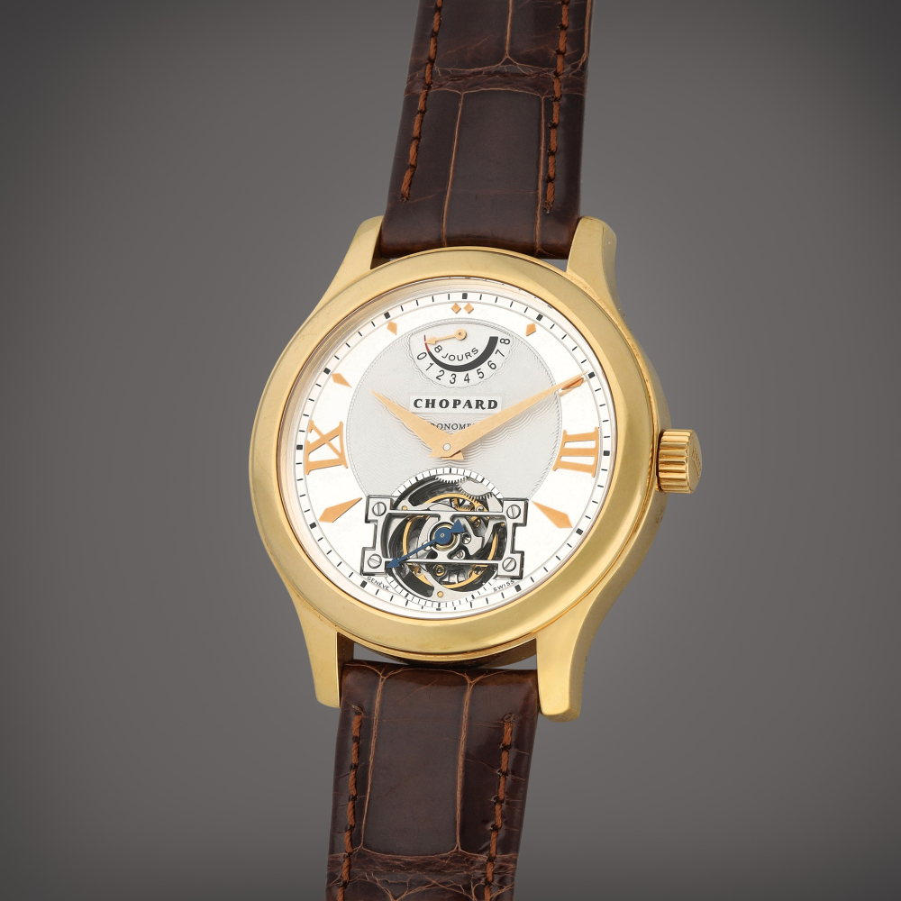 Chopard, LUCL.U.C. Tourbillon Quattro, Reference 16/1869 | A limited edition yellow gold tourbillon wristwatch with power reserve indication | Circa 2003