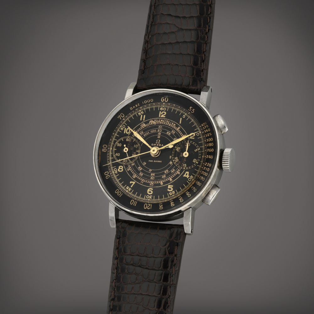 Omega Reference 987/2 | A staybrite steel chronograph wristwatch | Circa 1939