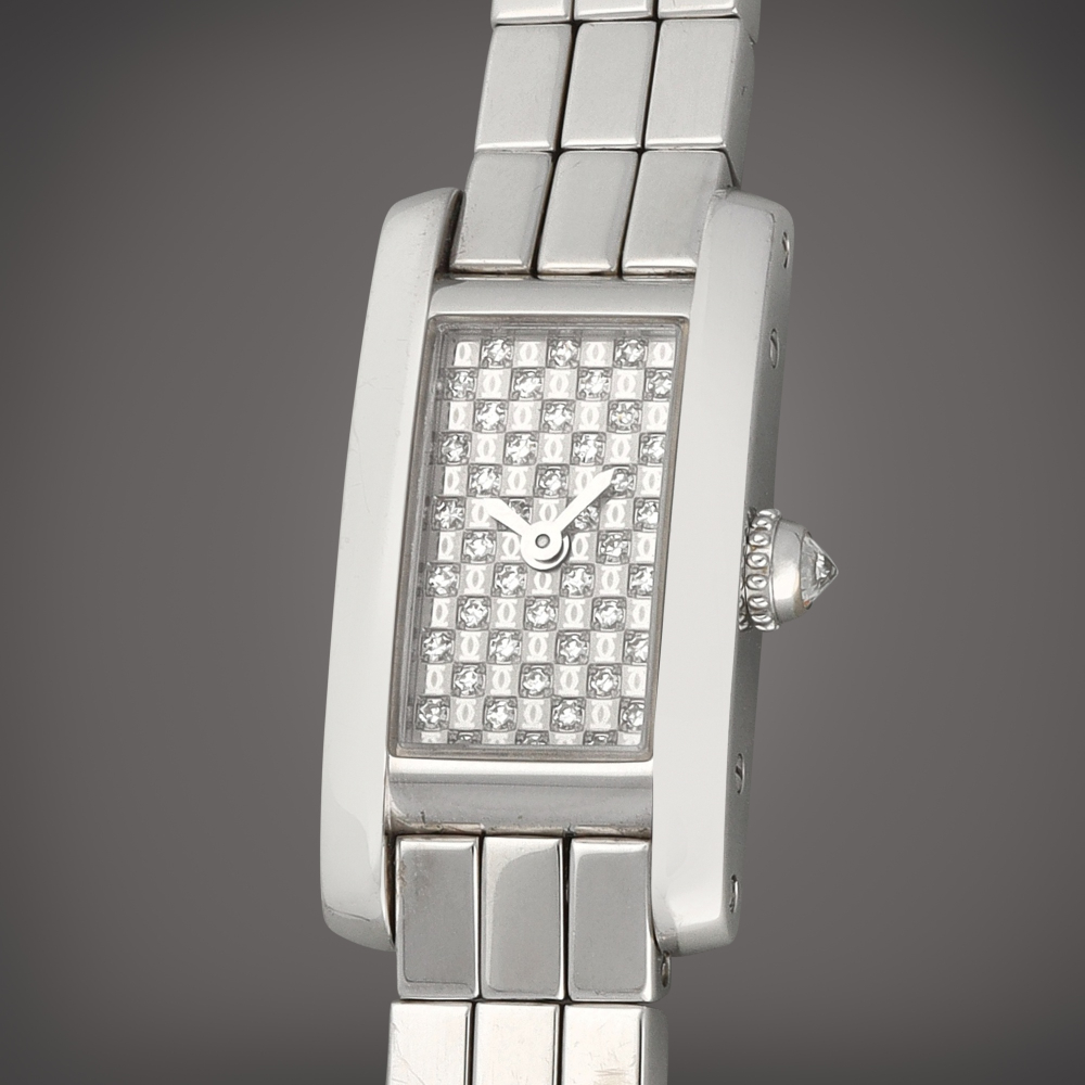 Cartier Tank Américaine, Reference 2544 | A white gold and diamond-set wristwatch with bracelet | Circa 2000
