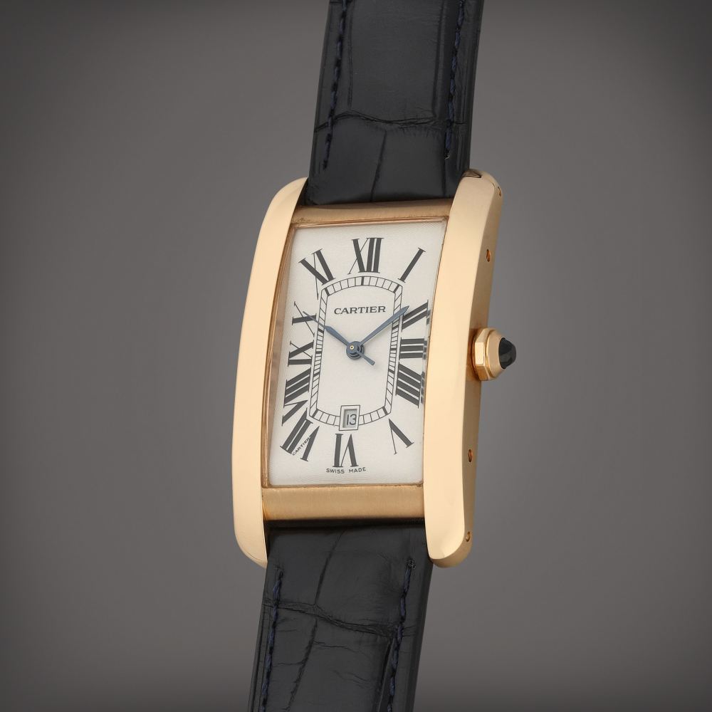 Cartier Tank Américaine 'Jumbo', reference 2505 | A pink gold wristwatch with date | Circa 2015