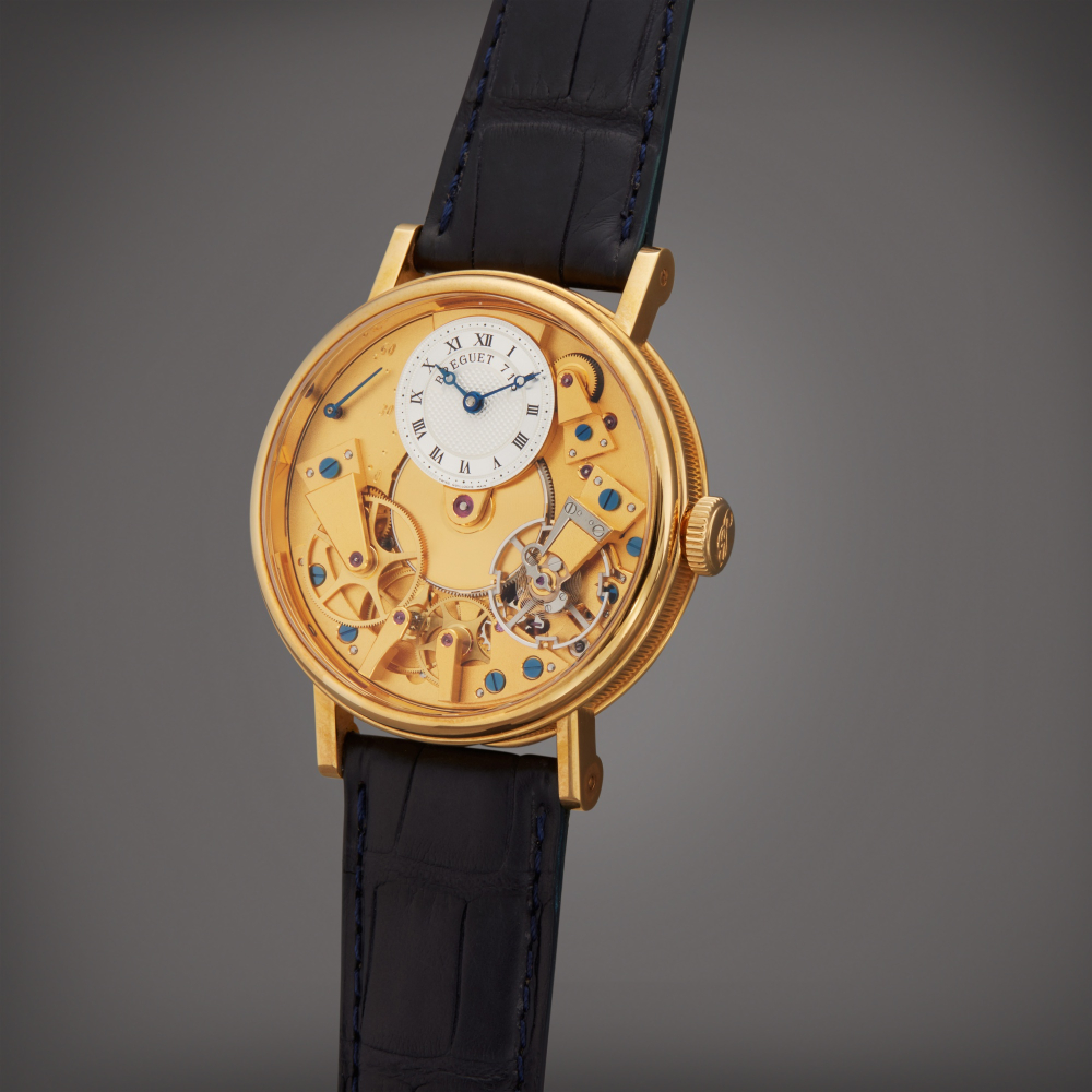 Reference 7037 La Tradition  A yellow gold semiskeletonized automatic wristwatch with power reserve indication Circa 2007