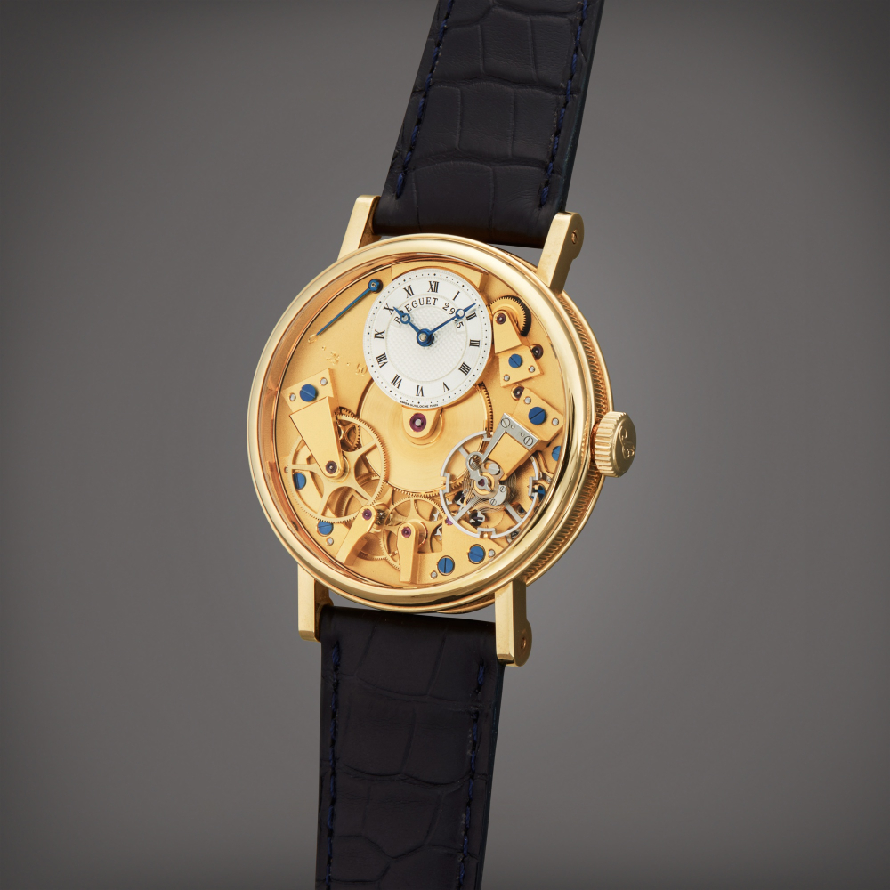 Reference 7027 La Tradition  A yellow gold semiskeletonized wristwatch with power reserve indication Circa 2007
