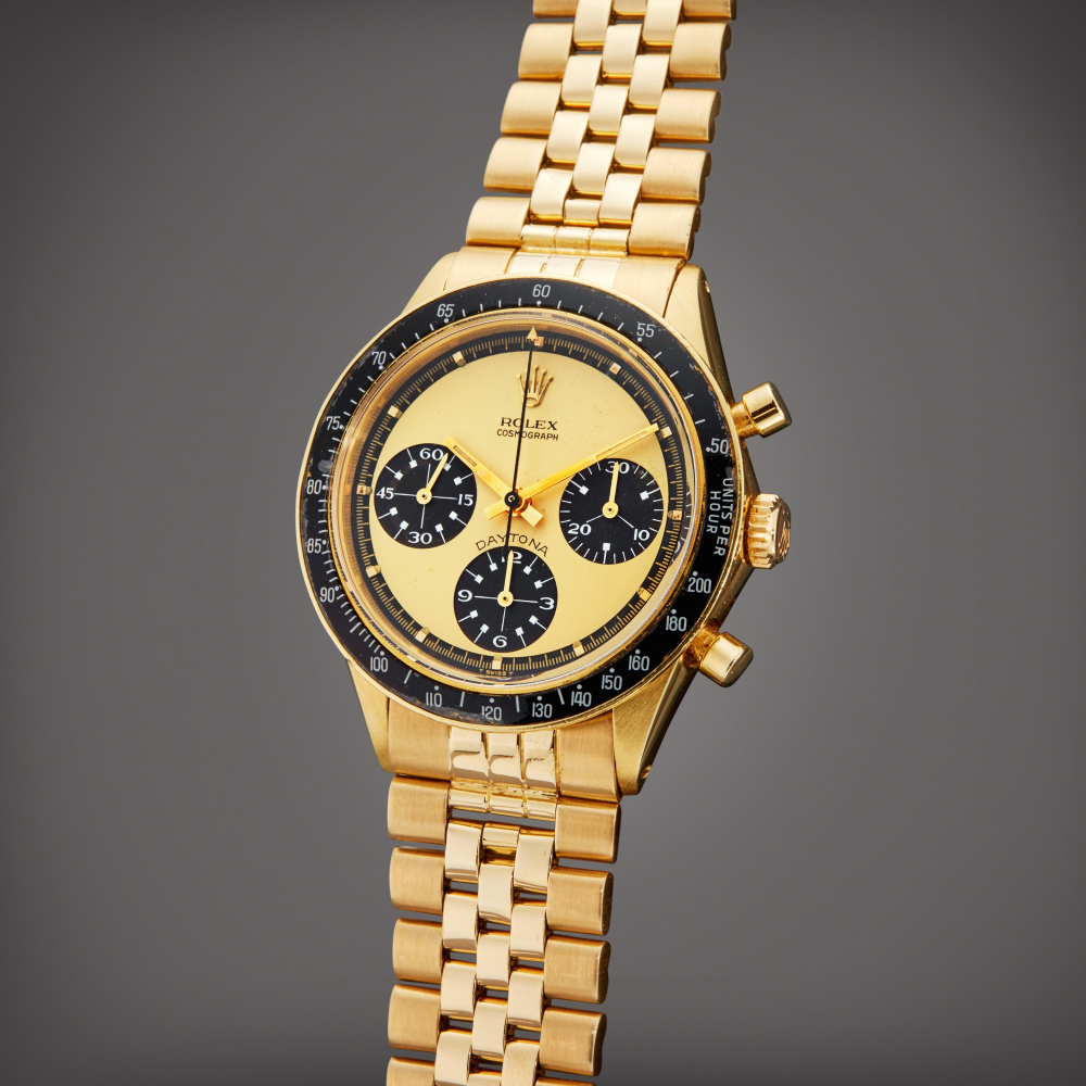 Reference 6264 Daytona Paul Newman Lemon  A yellow gold chronograph wristwatch with bracelet Circa 1969    6264 Daytona Paul Newman Lemon  1969