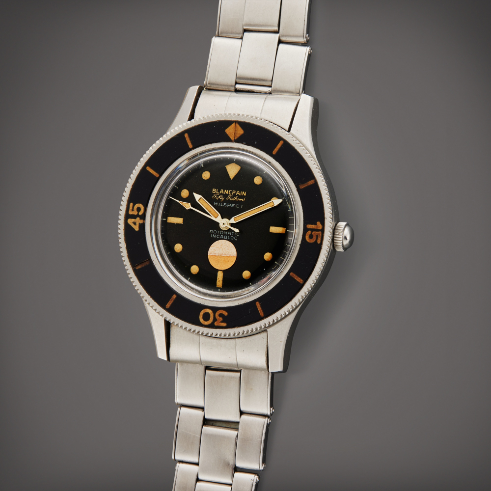 Fifty Fathoms Milspec 1  A stainless steel automatic wristwatch with humidity indicator Circa 1968   50 Fathoms Milspec 1  1968