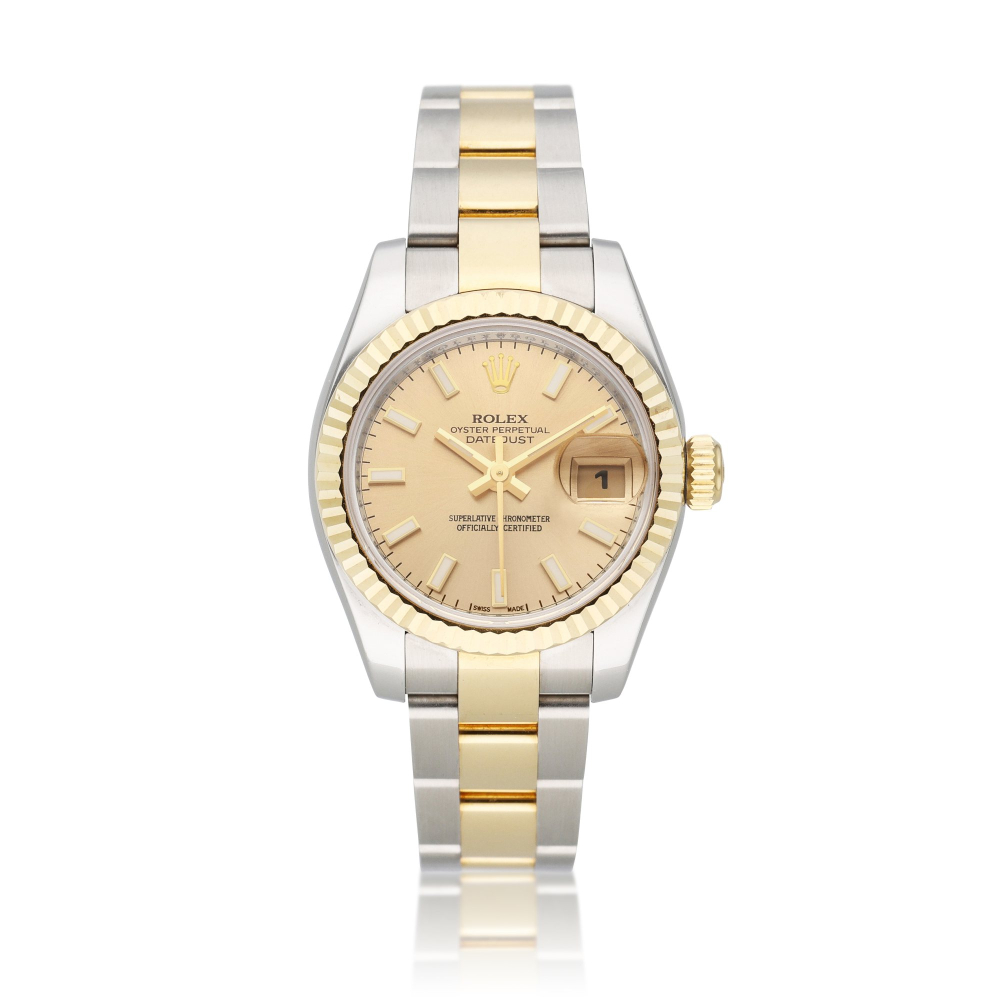 Reference 179173 Datejust | A stainless steel and yellow gold automatic wristwatch with date and bracelet, Circa 2006