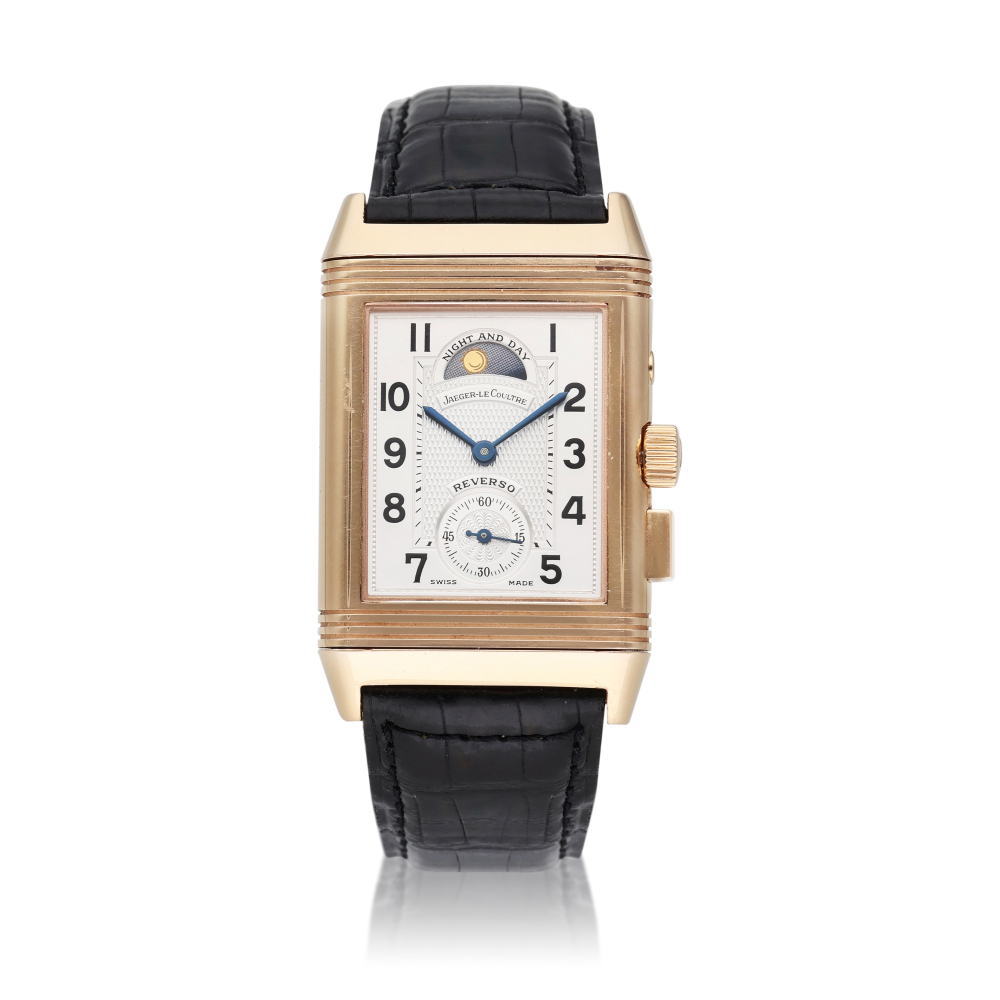Reference 270.258 Reverso Geographique | A limited edition pink gold reversible world time wristwatch with day night indication, Circa 2000