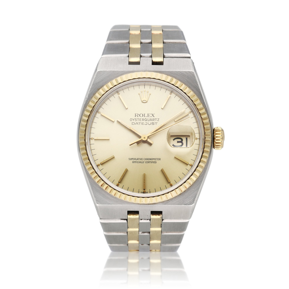 Reference 17000 B Datejust | A stainless steel and yellow gold wristwatch with date and bracelet, Circa 1981
