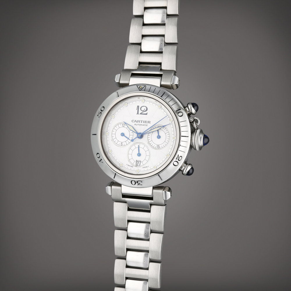 Reference 2113 Pasha | A stainless steel automatic chronograph wristwatch with date and bracelet, Circa 2005