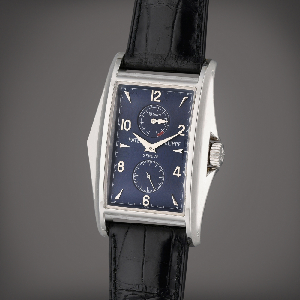 Reference 5100G-0101 Gondolo | A limited edition white gold rectangular wristwatch with 10 day power reserve indication, Circa 2000