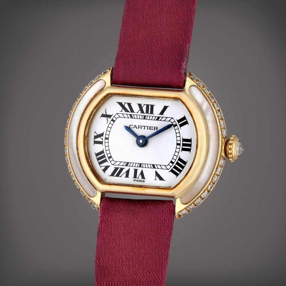 Ellipse, Paris | A yellow gold and diamond-set wristwatch with Mother of pearl, Circa 1985