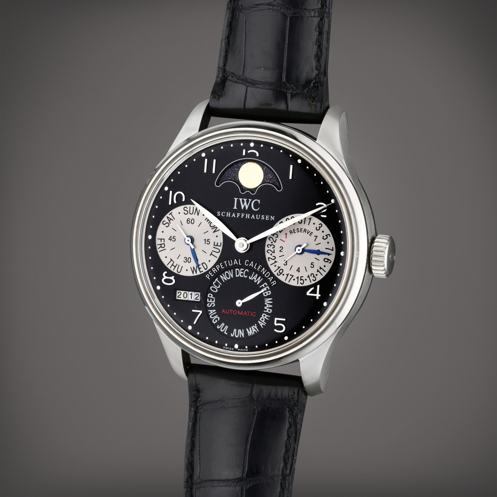 Reference 5021 Portugieser Cellini | A limited edition stainless steel automatic perpetual calendar wristwatch with moon phases and 7 day power reserve indication, Circa 2002