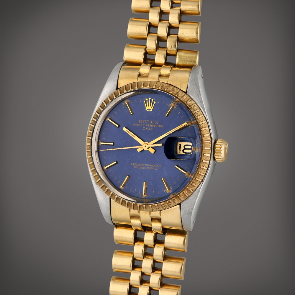 Reference 1505 Oyster Perpetual Date | A yellow gold and stainless steel automatic wristwatch with date and bracelet, Circa 1978
