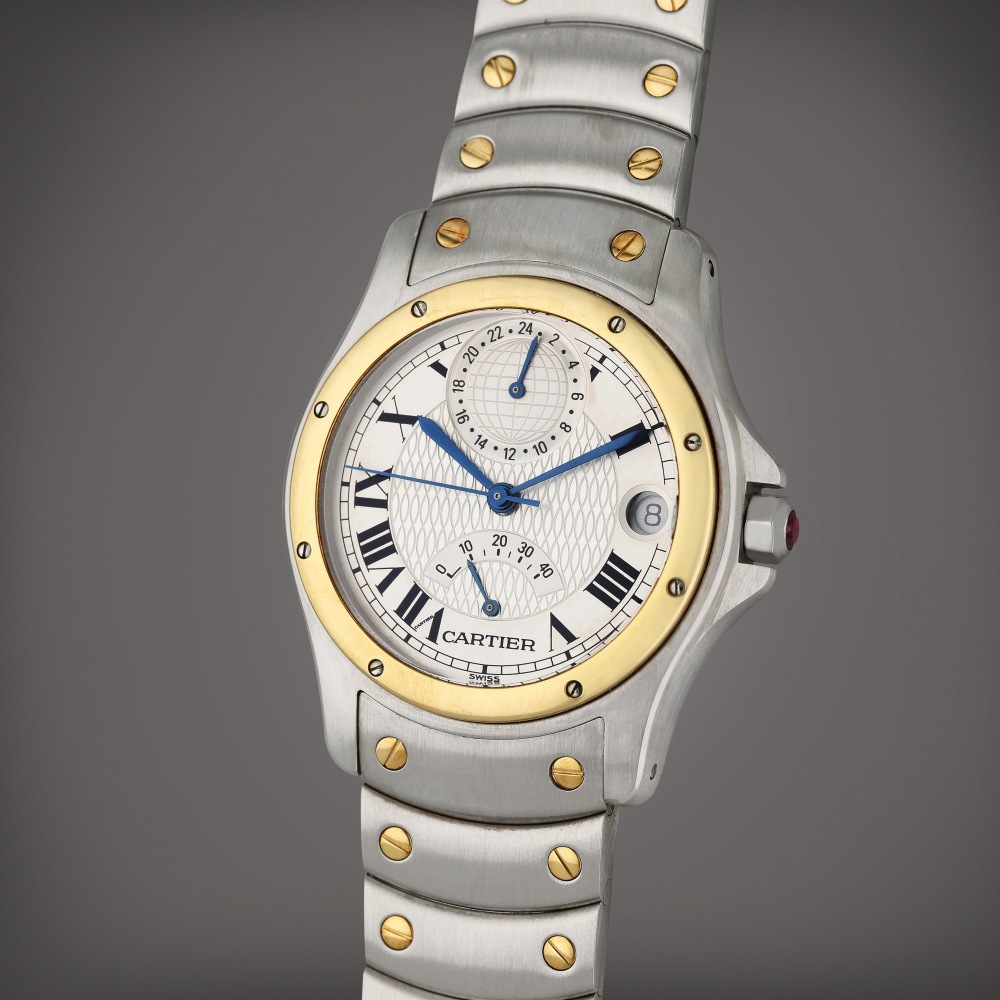 Reference W20038R3 Santos Ronde Aviator 150 Years | A limited edition yellow gold and stainless steel automatic wristwatch with date, bracelet, 24 hour and power reserve indication, Circa 1997