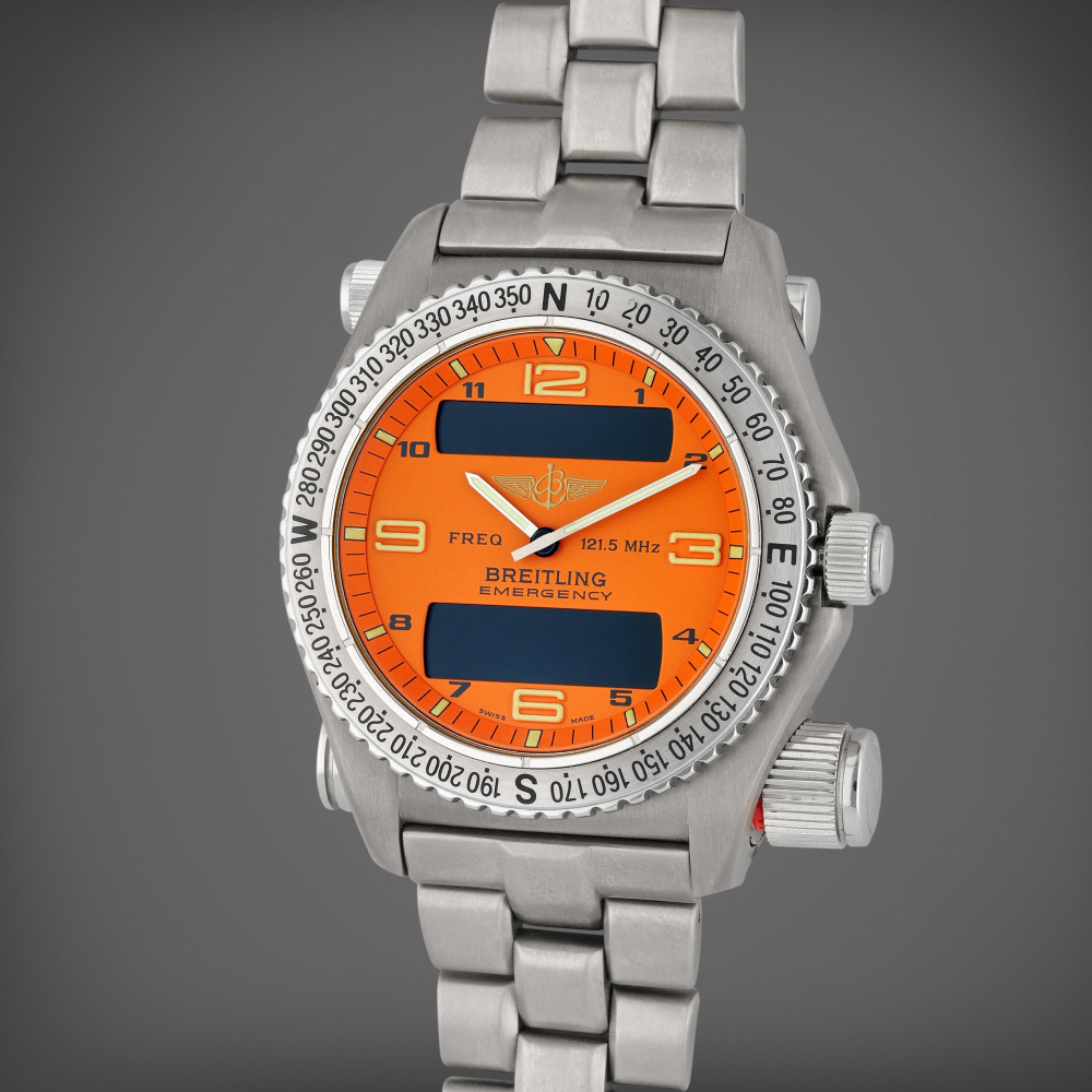 Reference E56121.1 Emergency | A titanium wristwatch with multi-functional LCD display and bracelet, Circa 2000