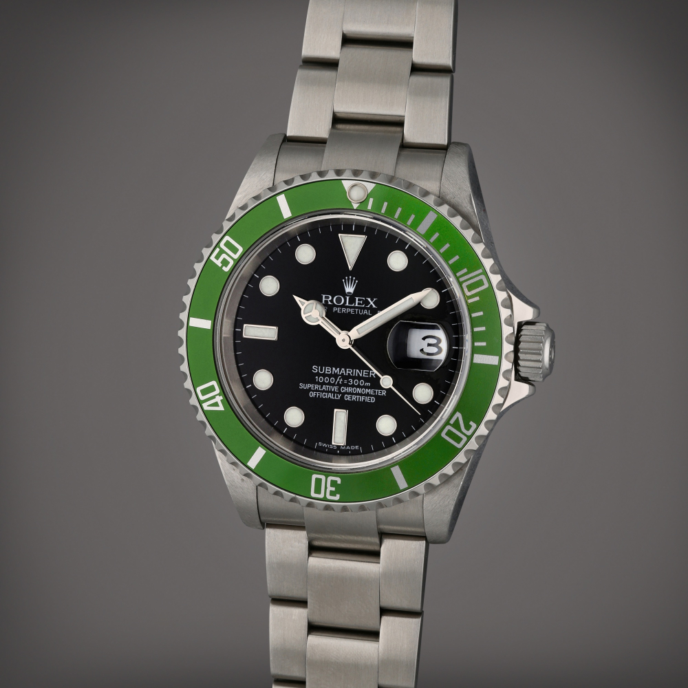 Reference 16610T Submariner 'Kermit' | A stainless steel automatic wristwatch with date and bracelet, Circa 2005